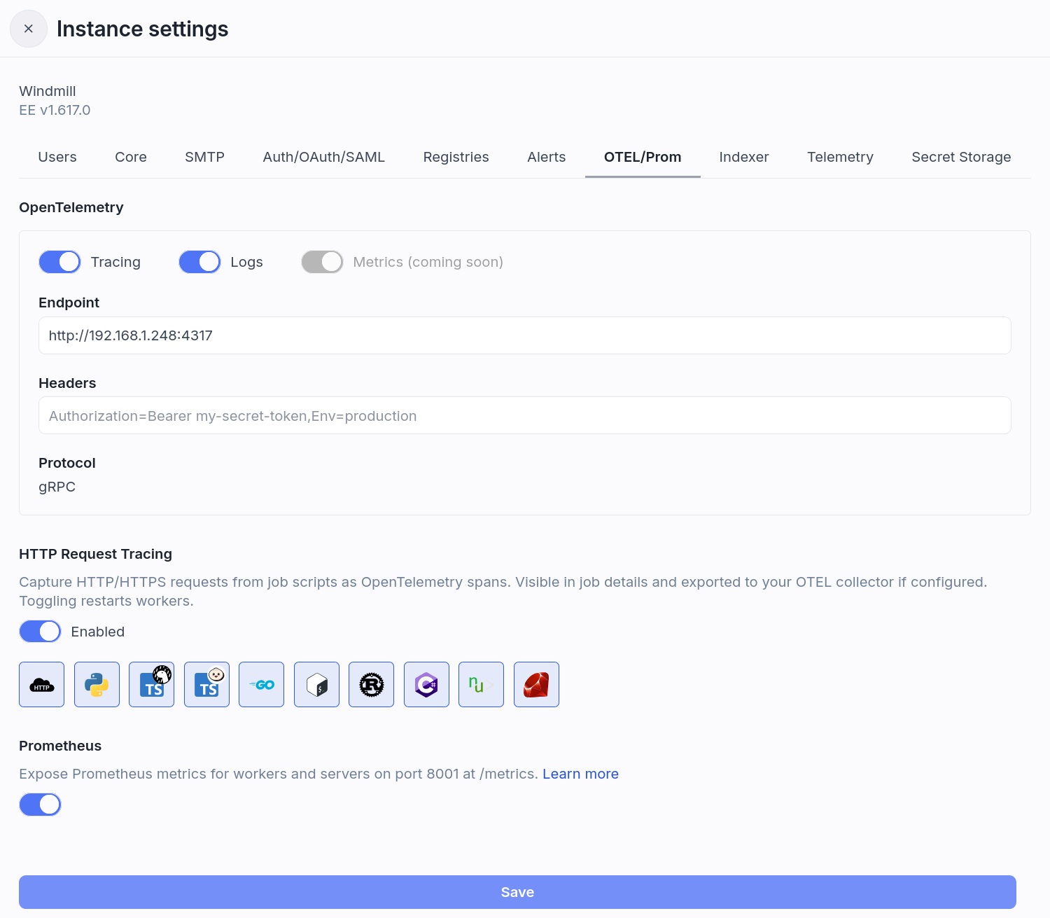 Open Telemetry &amp; Prometheus